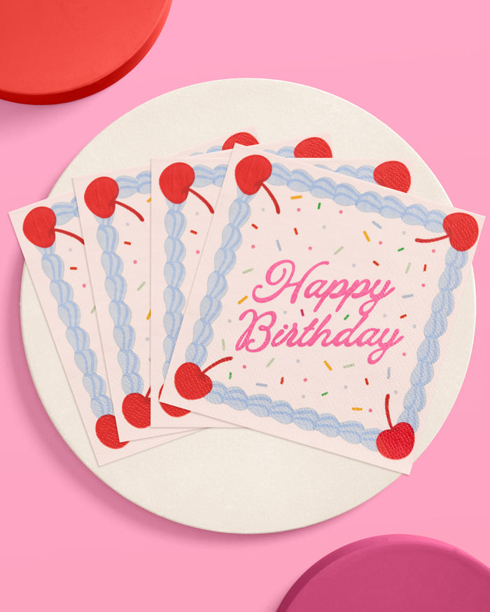 Bday Cake Napkins - 25 sprinkle napkins