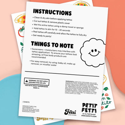 Pizza Party Tats - 72 temporary tattoos