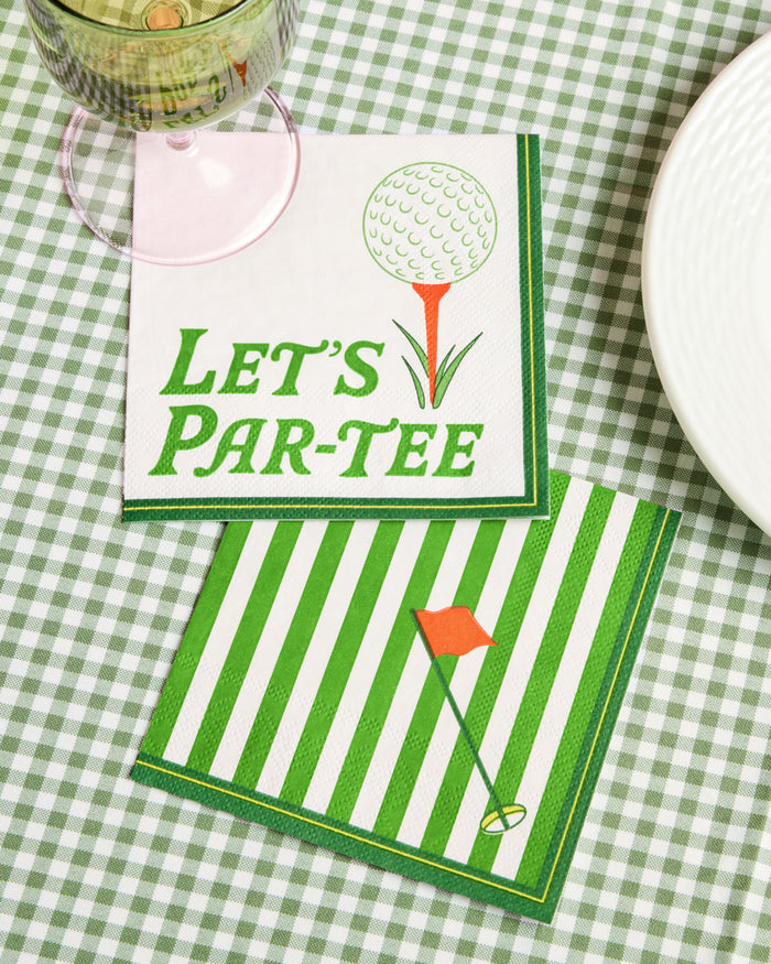 Golf Napkins - 24 green and white napkins