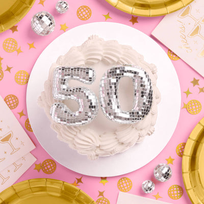 50 Disco Topper - 6 pc mirrored cake toppers