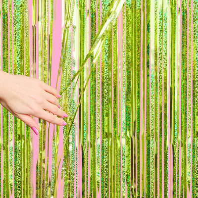 Limelight Curtain - holographic green foil curtain
