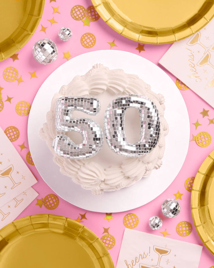 50 Disco Topper - 6 pc mirrored cake toppers