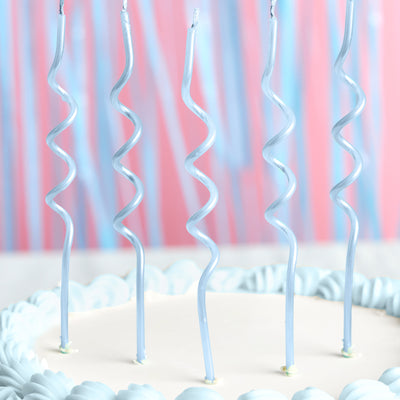 Pearl Blue Candles - 10 wavy candles
