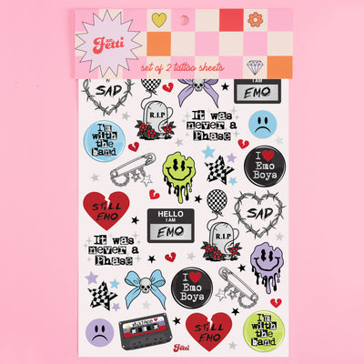 Emo Tattoos - 54 foil temporary tattoos