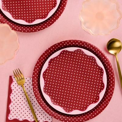 Wine Not Plate Set - 32 polka dot plates