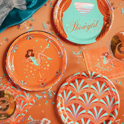 Showgirl Trio - plates, napkins + banner