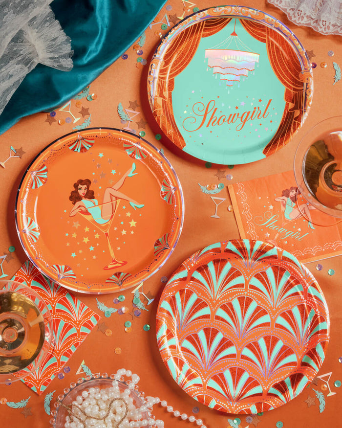 Showgirl Trio - plates, napkins + banner