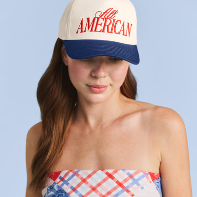 All American Trucker Hat - embroidered snapback