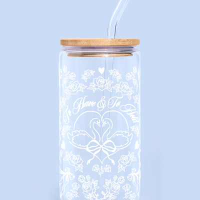 To Have & To Hold Tumbler - printed glass tumbler + straw
