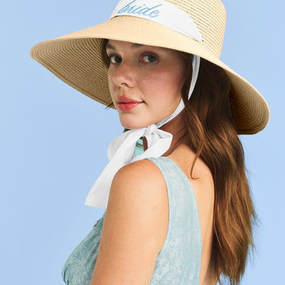Bride Sun Hat - embroidered straw hat
