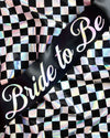 Bride or Die Sash - black silk + iridescent foil