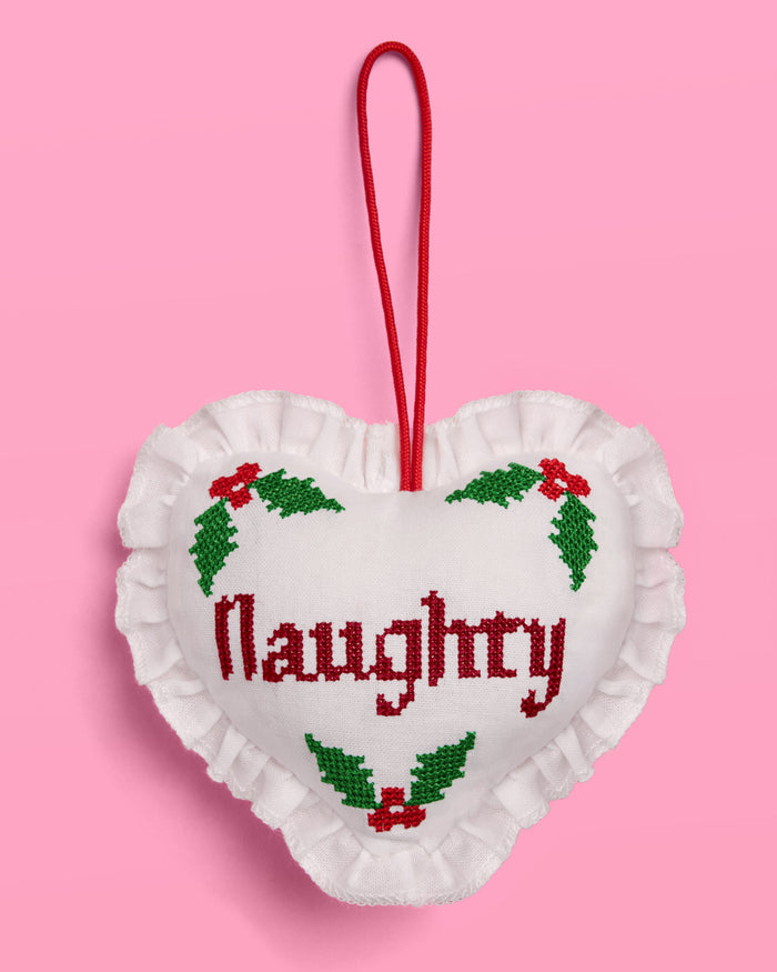 Naughty or Nice Ornament - cross stitch ornament