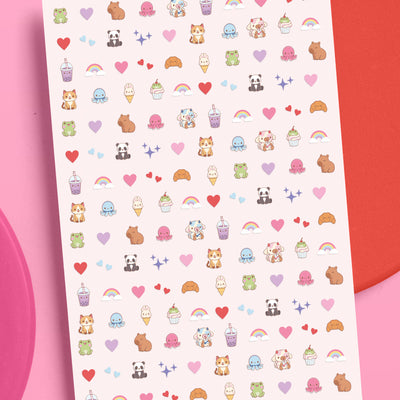 Kawaii Animals Nail Stickers - 600pc set
