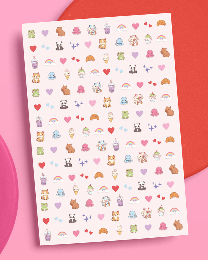 Kawaii Animals Nail Stickers - 600pc set