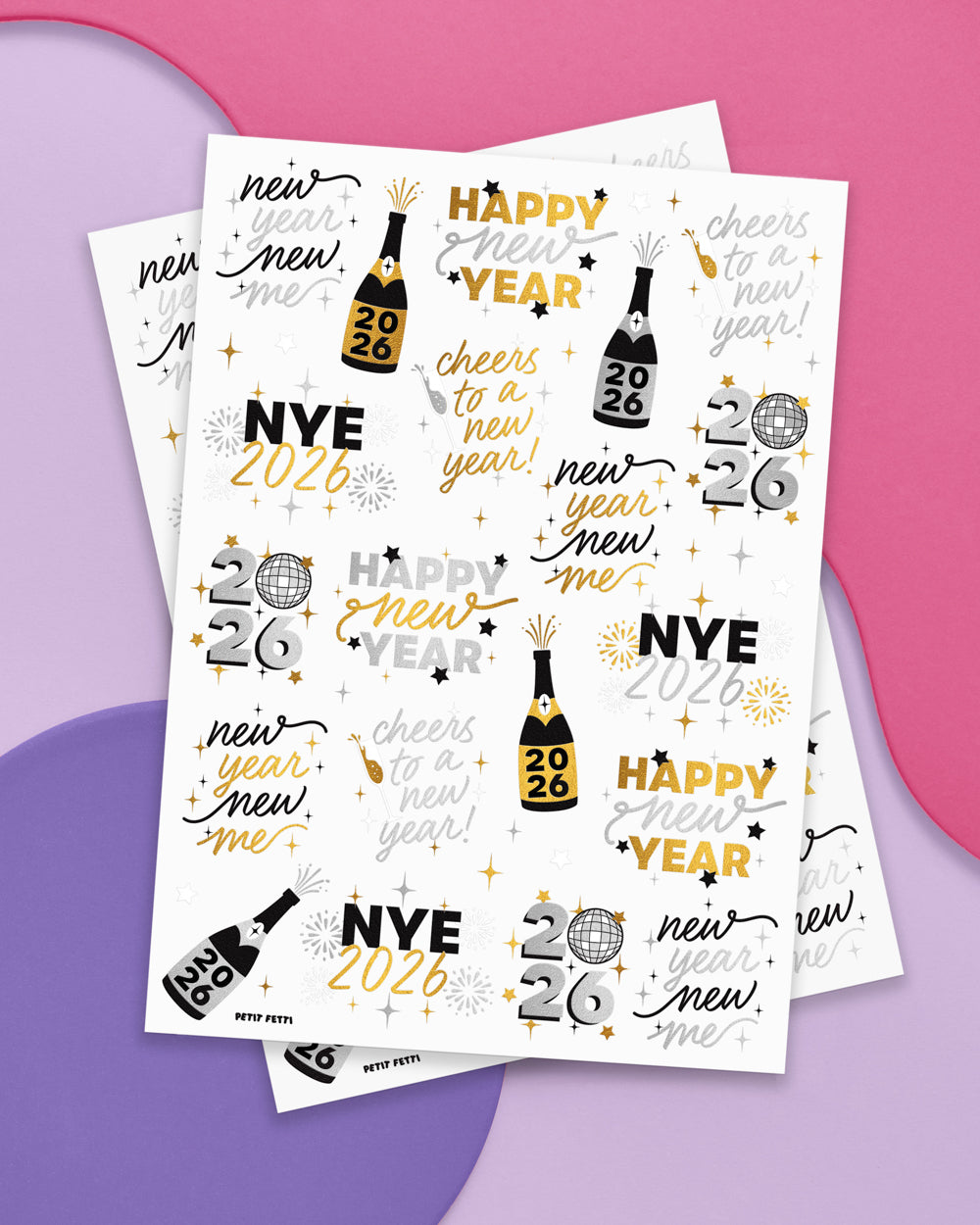 Metallic NYE Tats - 40 foil temporary tattoos