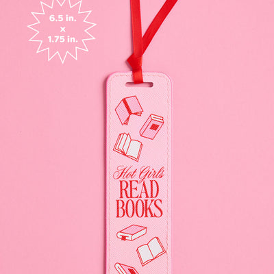 Hot Girls Read Bookmark - pink faux leather bookmark