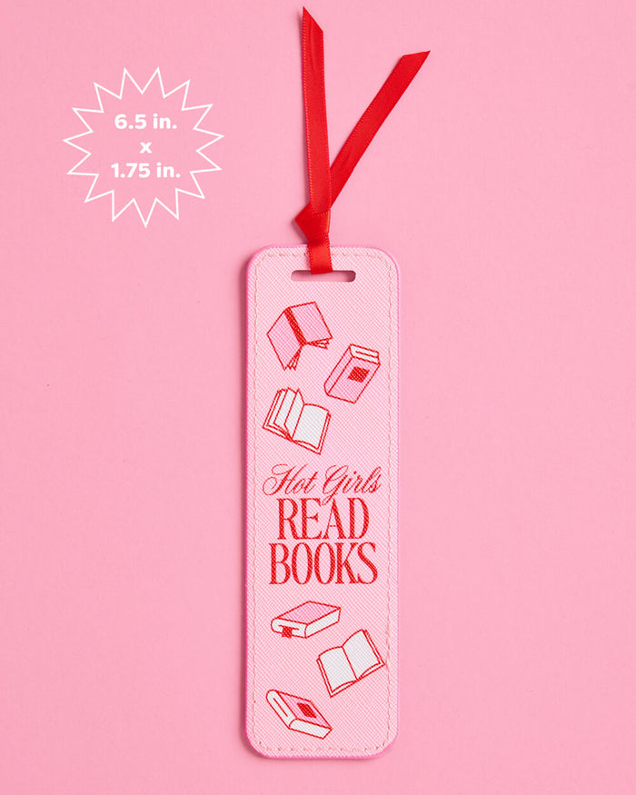 Hot Girls Read Bookmark - pink faux leather bookmark