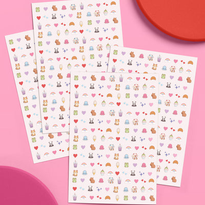 Kawaii Animals Nail Stickers - 600pc set
