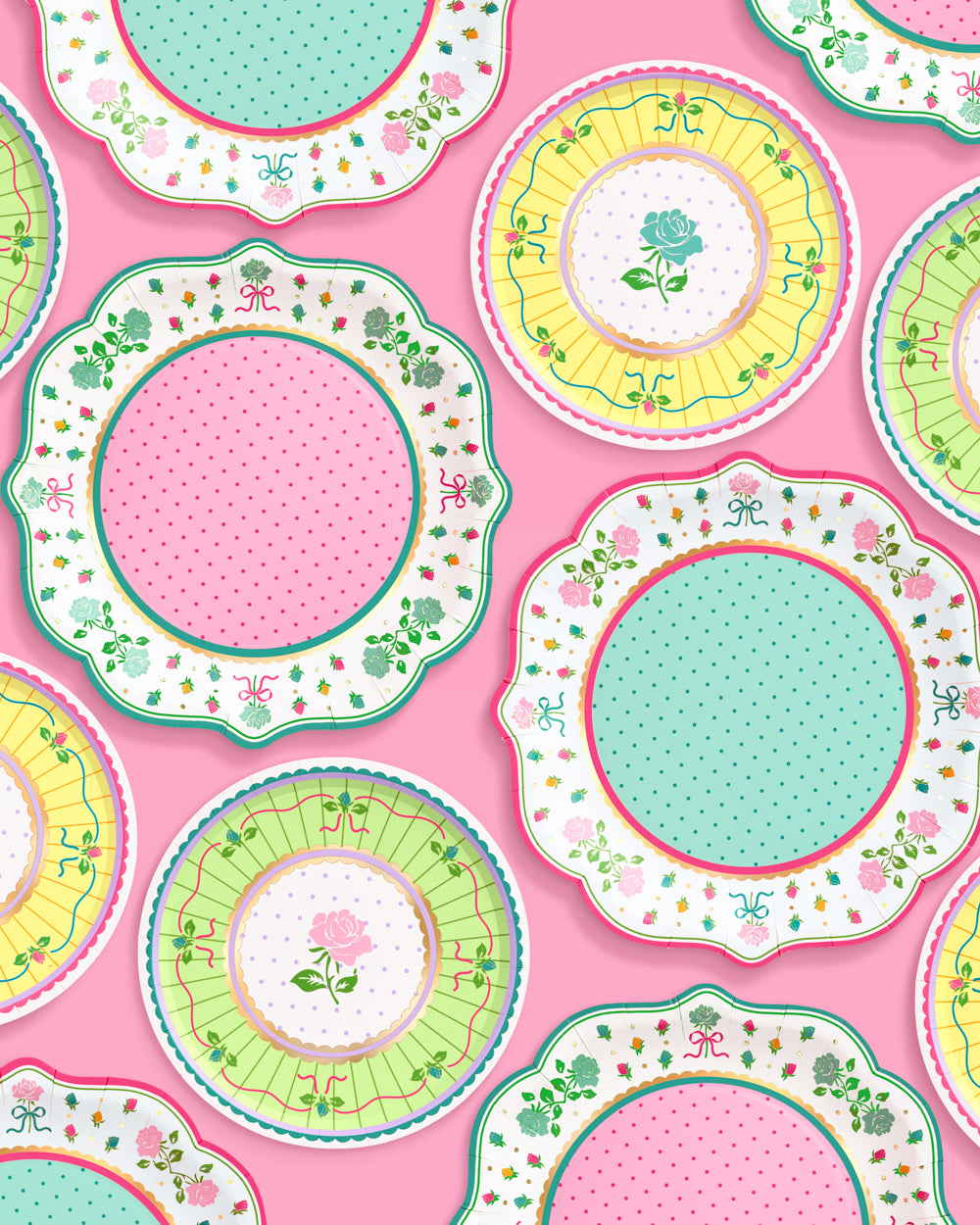 Tea Party Plates - 32 pastel floral plates – xo, Fetti