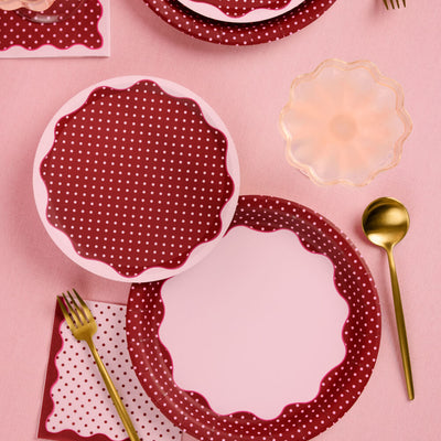 Wine Not Plate Set - 32 polka dot plates