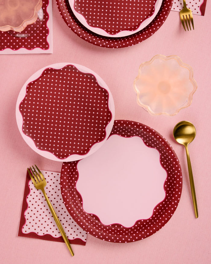 Wine Not Plate Set - 32 polka dot plates