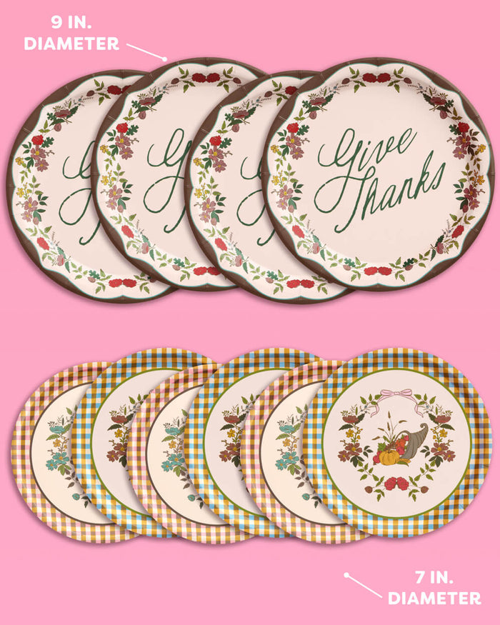 Thanksgiving Harvest Plates - 32 paper plates