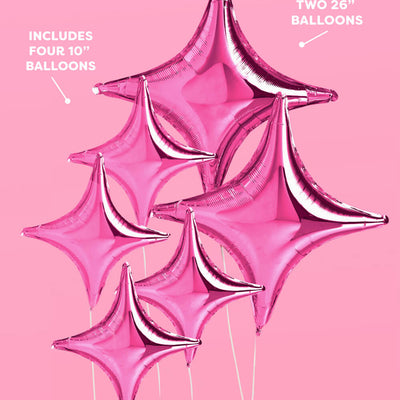 Pink Sparkle Balloon - 6 pc silver foil set