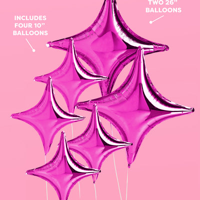 Pink Sparkle Balloon - 6 pc silver foil set