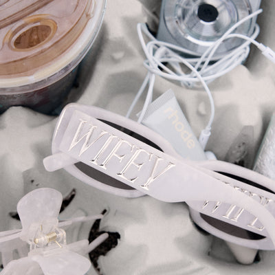 Wifey Sunnies - white marble sunglasses