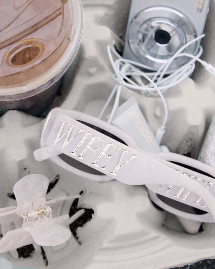 Wifey Sunnies - white marble sunglasses