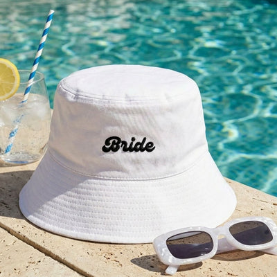 Bride Bucket Hat - embroidered cotton hat