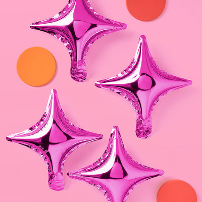 Pink Sparkle Balloon - 6 pc silver foil set