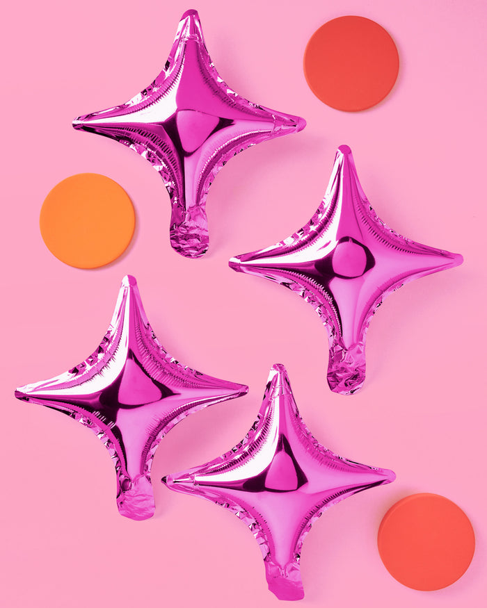 Pink Sparkle Balloon - 6 pc silver foil set