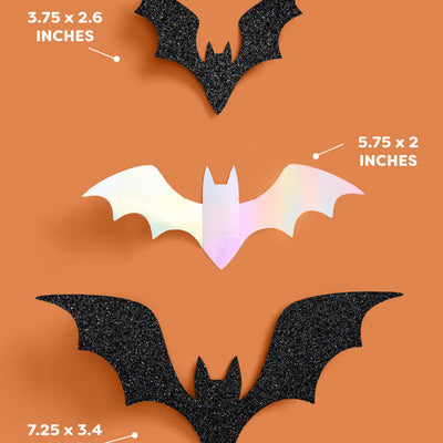 Halloween Wall Decor Bats - 50 silver and black bats