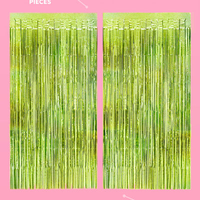 Limelight Curtain - holographic green foil curtain