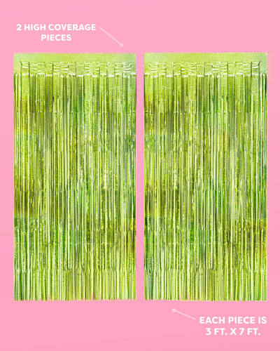 Limelight Curtain - holographic green foil curtain