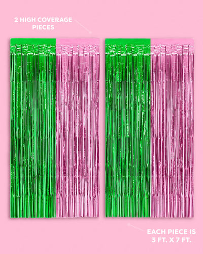 Pink + Green Curtain - pink + green foil curtain