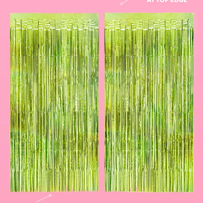 Limelight Curtain - holographic green foil curtain