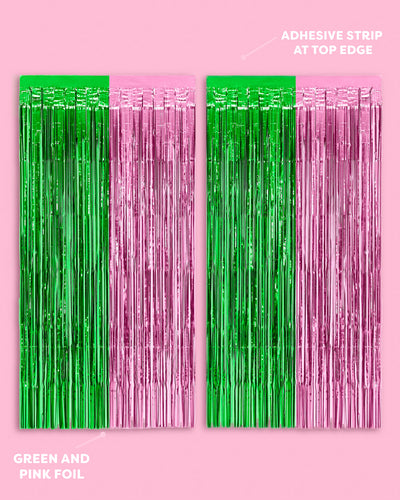 Pink + Green Curtain - pink + green foil curtain