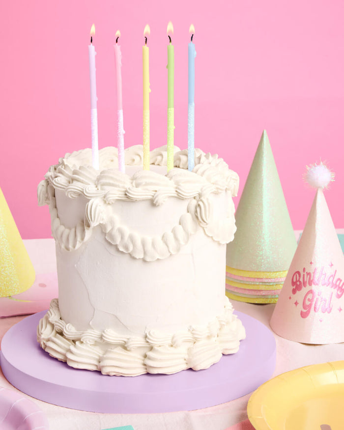 Pastel Glitter Candles - 10 glitter candles