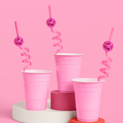 Pink Disco Straws - 16 reusable straws