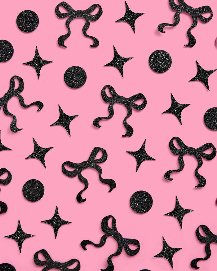 Little Black Bow Confetti - 200 pc glitter confetti