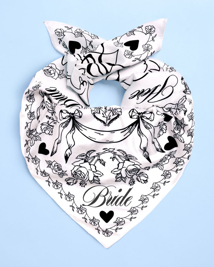 Classic Bride Headscarf - white silk bride head scarf