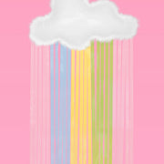 Rainbow Cloud Balloon - 27" feather trim balloon