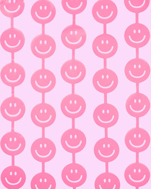 Pink Smiley Curtain - matte pink foil curtain