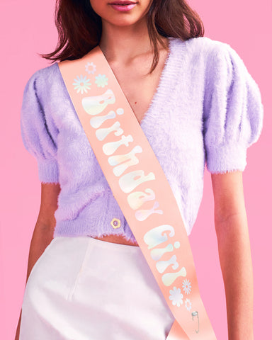 Groovy Girl Sash - peach silk + foil