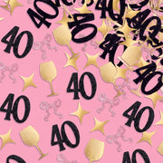 40th Birthday Confetti - pink, black + gold confetti