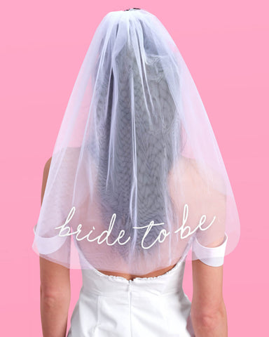 Bride To Be Veil - white embroidered veil