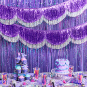 Purple + Silver Scallop Fringe - 6 ft fringe banner