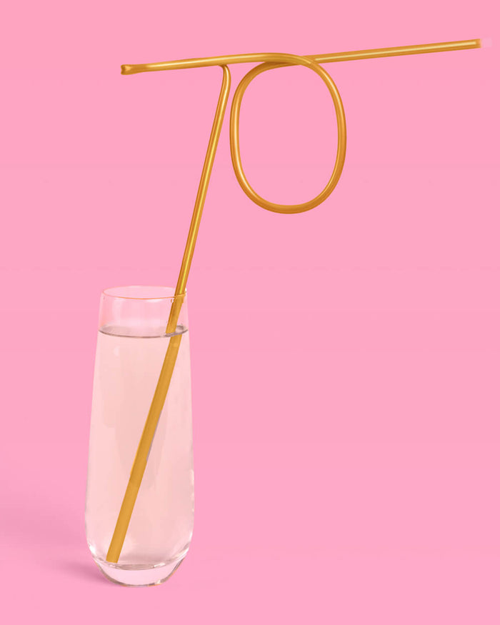 70 Shaped Straw - gold reusable straw